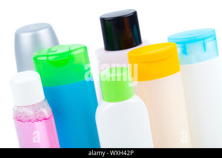 plastic bottles. Isolated on white. Stock Photo
