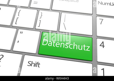 Security Concept: modern keyboard with a green Datenschutz key - the german word for data protection Stock Photo
