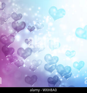 Hearts on blue and purple gradient background Stock Photo