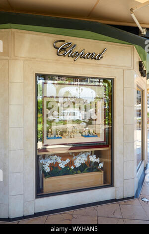 MONTE CARLO, MONACO - AUGUST 21, 2016: Chopard jewelry, luxury store window in Monte Carlo, Monaco. Stock Photo