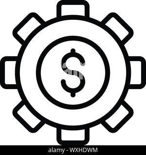 Money gear investor icon. Outline money gear investor vector icon for web design isolated on white background Stock Vector