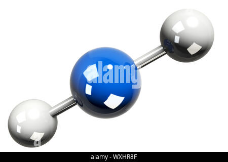 3D rendering of the model of the carbon dioxide molecule ( CO2 ) on white background Stock Photo