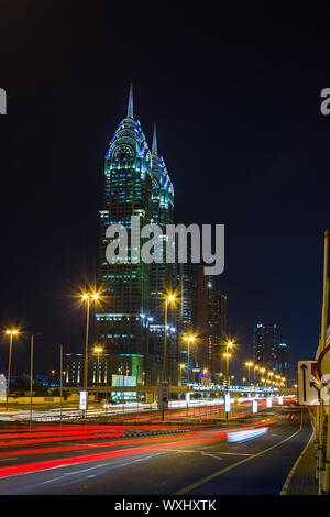 DUBAI, UAE - NOVEMBER 18: Nightlife in Dubai. UAE. November 18, 2012. Dubai was the fastest developing city in the world between 2002 and 2008. Stock Photo