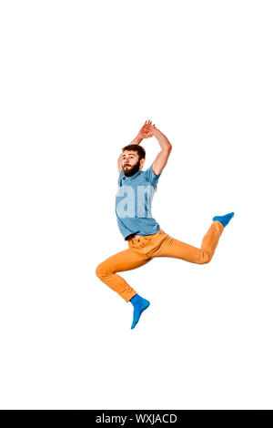 Amazing dancer is doing breakdance on a white background Stock Photo