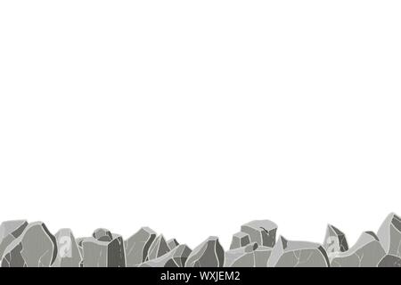 Gray stone lie the bottom. Vector illustration. Rock banner. Stock Vector