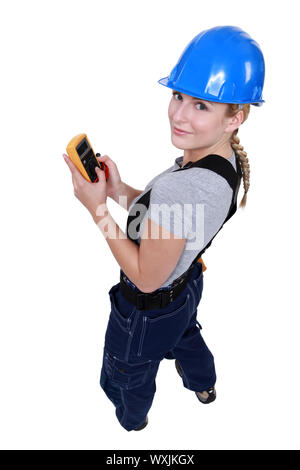 Female electrician Stock Photo