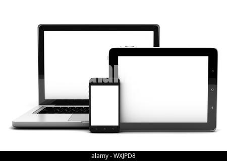 Realistic 3D illustration of electronic devices isolated on white background Stock Photo