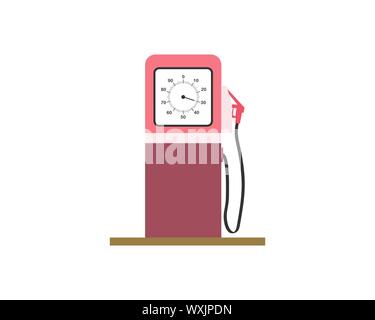 Old petrol station on a white background. Vector illustration Stock Vector