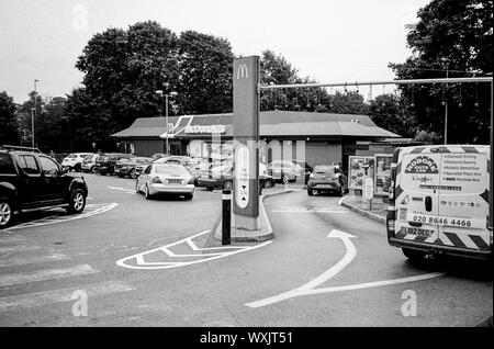 McDonalds drive through restaurant , Basingstoke Leisure Park, Hampshire, England, United Kingdom. Stock Photo