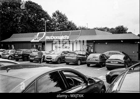 McDonalds drive through restaurant , Basingstoke Leisure Park, Hampshire, England, United Kingdom. Stock Photo