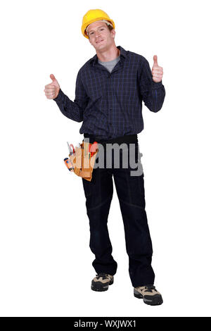 Carpenter giving two thumbs up Stock Photo