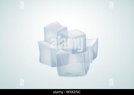 Stack of ice cubes. Vector illustration. Transparent design. Stock Vector