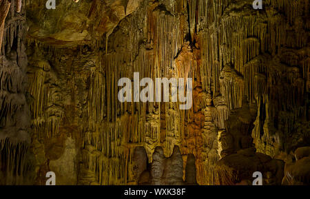 Impressive cave interior from Olympoi cave in Chios island, Greece. Stock Photo