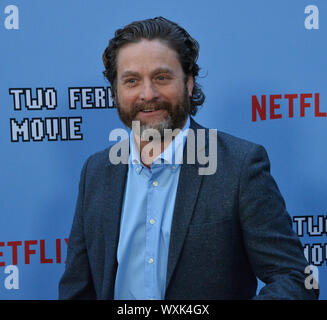 Hollywood, California, USA. 16th Sep, 2019. Zach Galifianakis attends the premiere of the motion picture comedy 'Between Two Ferns: The Movie' at the ArcLight Cinerama Dome in the Hollywood section of Los Angeles on Monday, September 16, 2019. Storyline: Zach Galifianakis dreamed of becoming a star. But when Will Ferrell discovered his public access TV show 'Between Two Ferns' and uploaded it to Funny or Die, Zach became a viral laughing stock. Now Zach and his crew are taking a road trip to complete a series of high-profile celebrity interviews and restore his reputation. Photo by Jim Ruymen/ Stock Photo