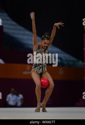 Baku, Azerbaijan. 17th Sep, 2019.  Dina  Averina of Russia during the 37th Rhythmic Gymnastics World Championships match between and Day 2 at the National Gymnastics Arena in Baku, Azerbaijan. Ulrik Pedersen/CSM. Credit: Cal Sport Media/Alamy Live News Stock Photo