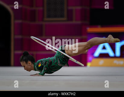 Baku, Azerbaijan. 17th Sep, 2019.  Andreea  Verdes of Romania during the 37th Rhythmic Gymnastics World Championships match between and Day 2 at the National Gymnastics Arena in Baku, Azerbaijan. Ulrik Pedersen/CSM. Credit: Cal Sport Media/Alamy Live News Stock Photo