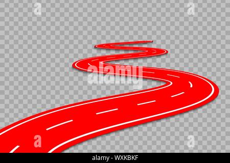 Winding Road on a transparent Background. Road way location infographic template Stock Vector