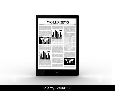 Digital tablet showing world news on white background Stock Photo