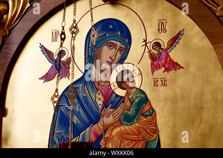 Icon of Our Mother of Perpetual Succour . Redemptorist convent of the Holy Trinity in Lomnica – Vranov nad Topľou, Slovakia. Stock Photo