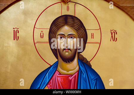 Icon of the Christ Pantocrator (Christ 'Almighty' or 'All-powerful' or 'Ruler of All' or 'Sustainer of the World'). Convent of the Holy Trinity Stock Photo