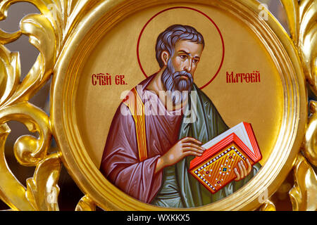 Icon of the Saint Matthew the Evangelist (Matthew the Apostle or Levi). Convent of the Holy Trinity in Lomnica. Stock Photo