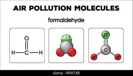 Diagram showing air pollution molecules of formaldehyde illustration Stock Vector