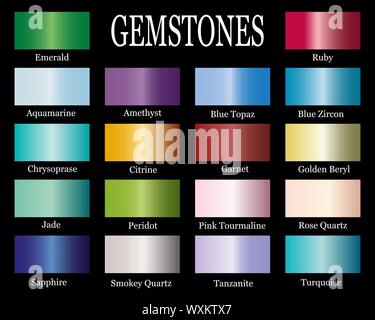 Set of Realistic gems gradients. Vector jewel collection for border, frame, ribbon design Stock Vector