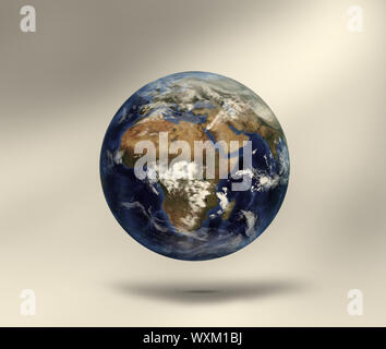 Planet earth floating on white background Stock Photo