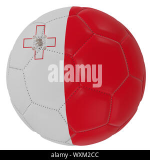 3d rendering of a Malta flag on a soccer ball. Isolated in white background Stock Photo