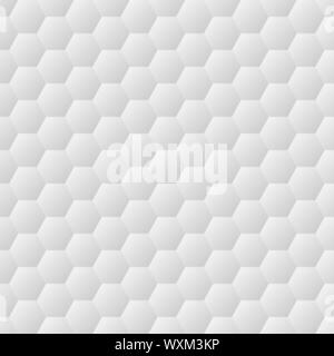Seamless hexagons white wall texture. Honeycomb background vector pattern Stock Vector