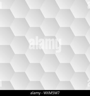 Seamless hexagons white wall texture. Honeycomb background vector pattern Stock Vector