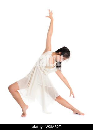 Modern Asian teen contemporary dancer poses in front of the studio  background, full length isolated white Stock Photo - Alamy