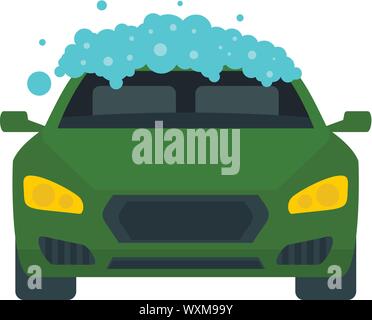 Foam wash car icon. Flat illustration of foam wash car vector icon for web design Stock Vector