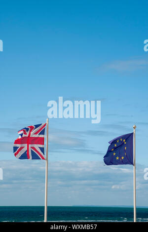 EU and European flags Stock Photo