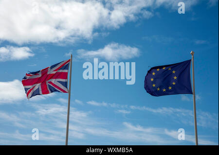 EU and European flags Stock Photo