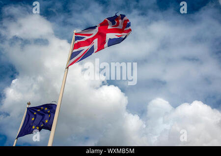 EU and European flags Stock Photo