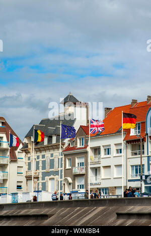 European and EU flags, Wimereux, France Stock Photo