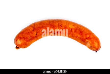 Stack of cooked sausages, on a white background Stock Photo
