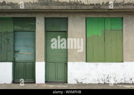 Old green grunged door. Stock Photo