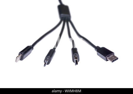 Charging cable Adapter for various connections on the mobile phone Stock Photo