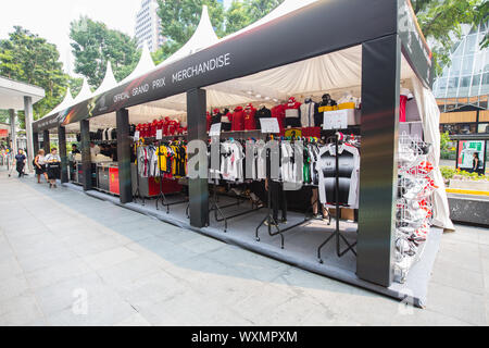 Formula One merchandise booth set up along Orchard Road, Singapore.