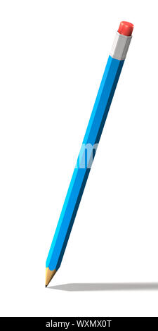 An image of an isolated typical blue pencil with eraser Stock Photo