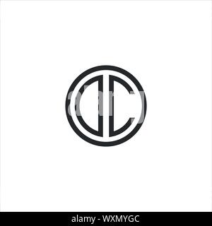 initial logo cd, dc, d inside c rounded letter negative space logo Stock Vector