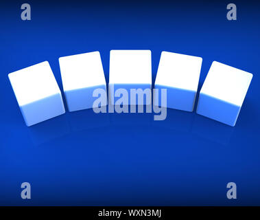 Five Blank Dice Showing Copyspace For 5 Letter Word Stock Photo