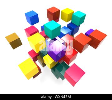 Exploding Blocks Showing Unorganized Puzzle And Explosion Stock Photo ...