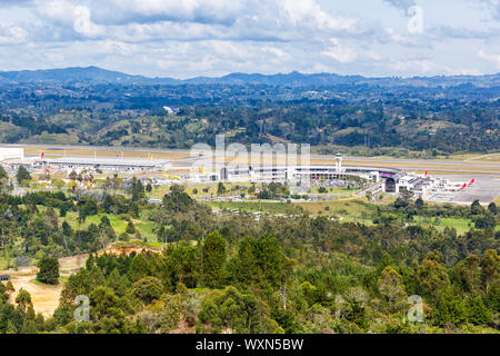 Medellin, Colombia – January 25, 2019: Overview of Medellin Rionegro airport (MDE) in Colombia. Stock Photo