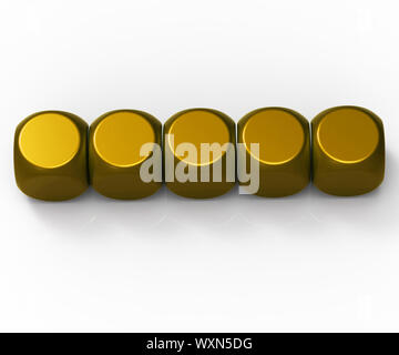 Five Blank Dice Showing Background For 5 Letter Word Stock Photo
