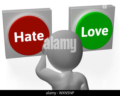 Hate Love Buttons Showing Attitude Or Hatred Stock Photo Alamy