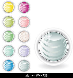 rounded web buttons in pastel tint with sphere inside and metal looking ring Stock Photo