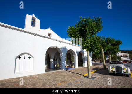 Ibiza Sant Carles de Peralta white church in Balearic Islands Spain Stock Photo